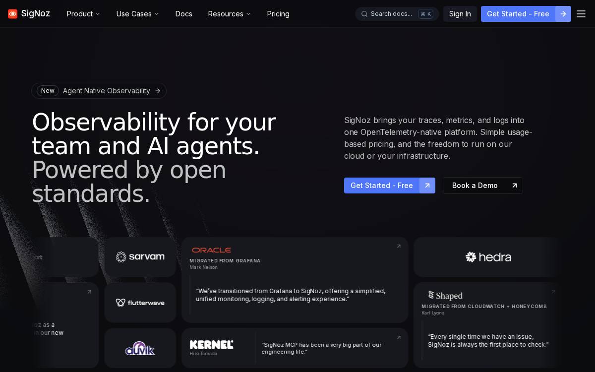 SigNoz website preview