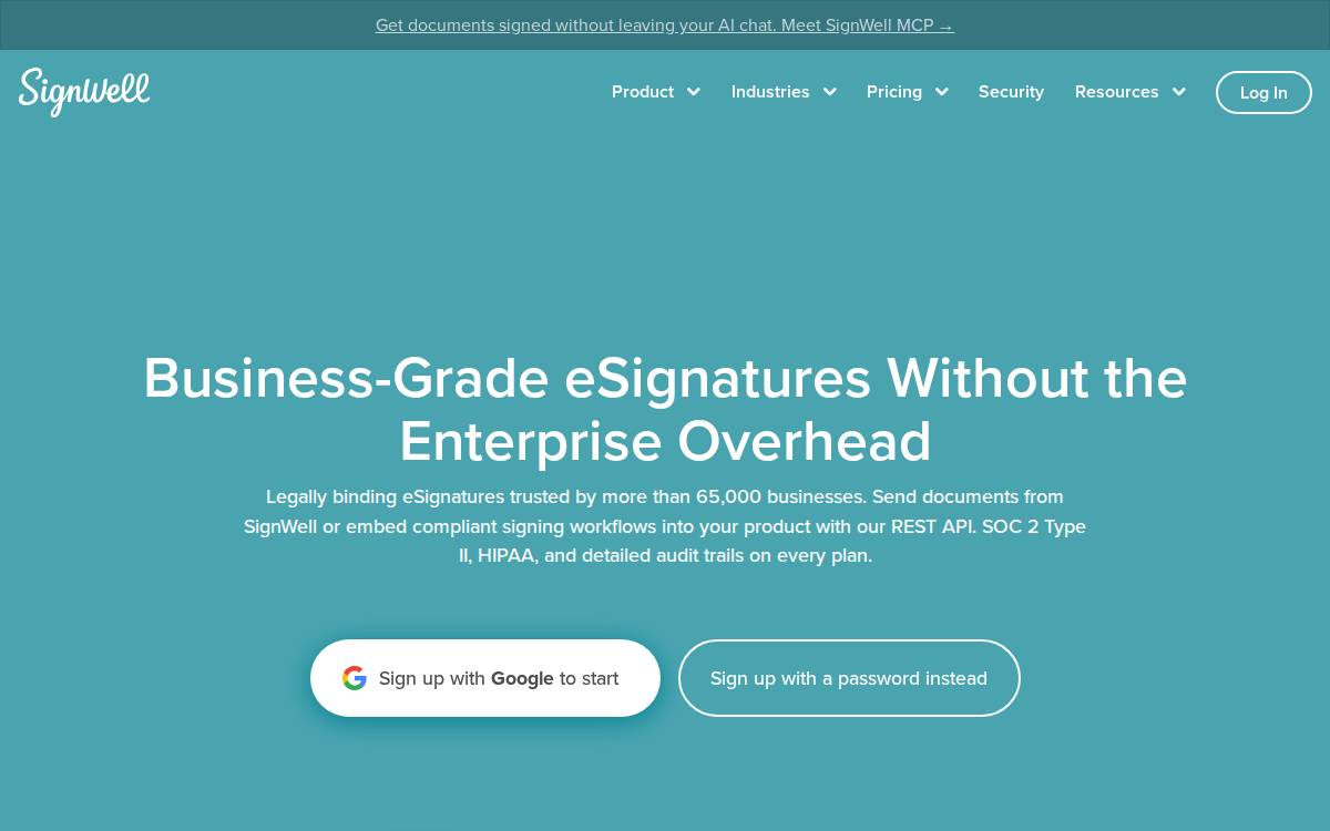 SignWell website preview