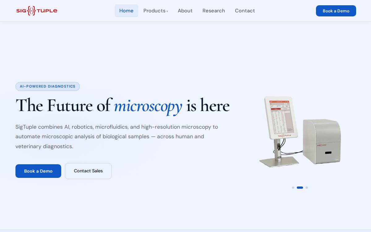 SIGTUPLE** Digital Pathology website preview