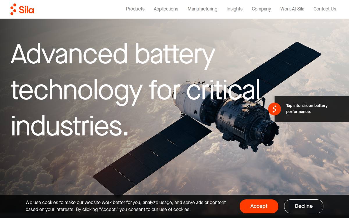 Sila Nanotechnologies website preview
