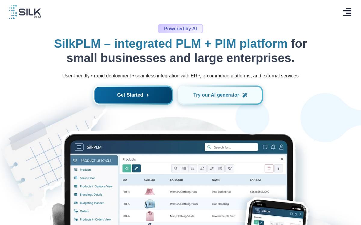 SilkPLM website preview