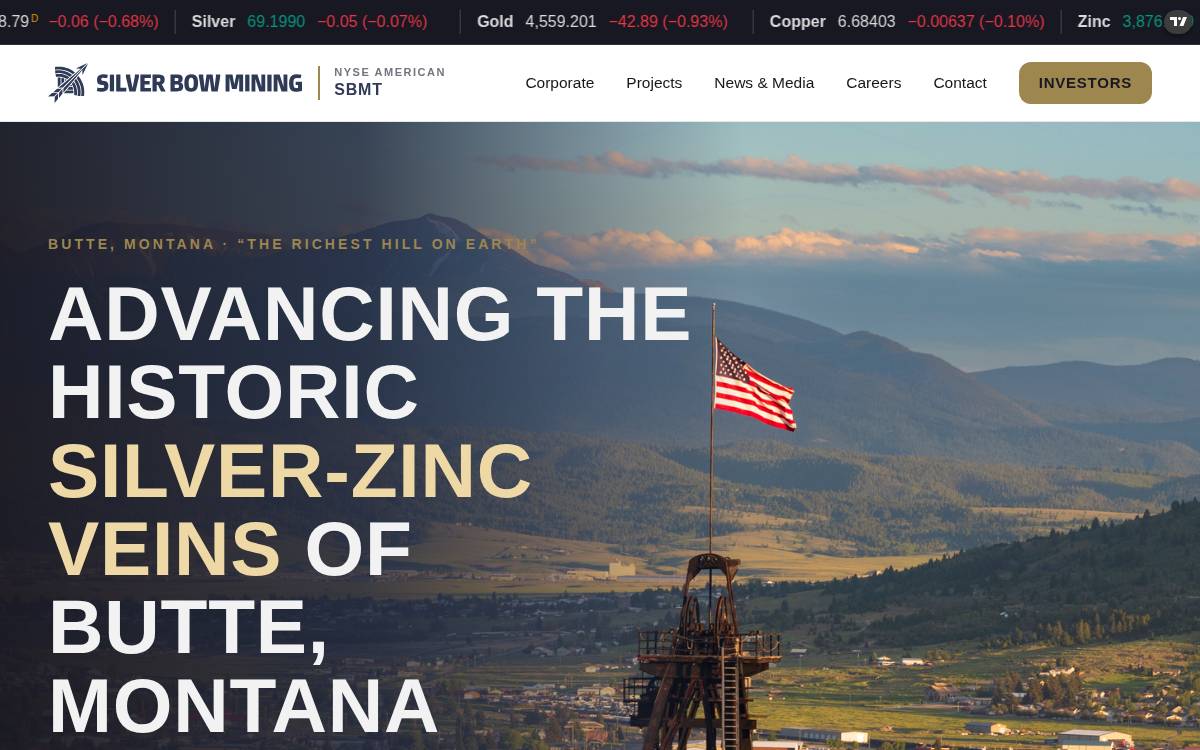 Silver BOW Mining website preview