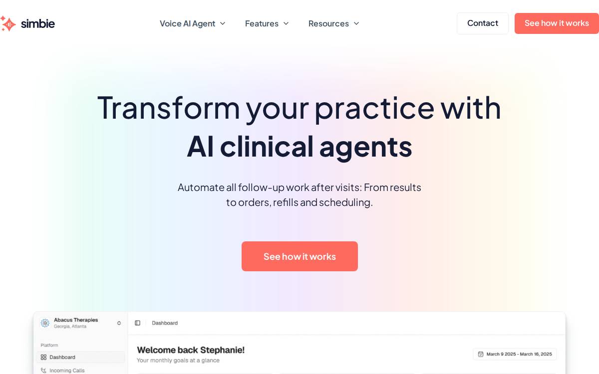 Simbie AI website preview