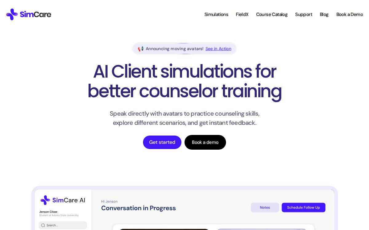 SimCare website preview
