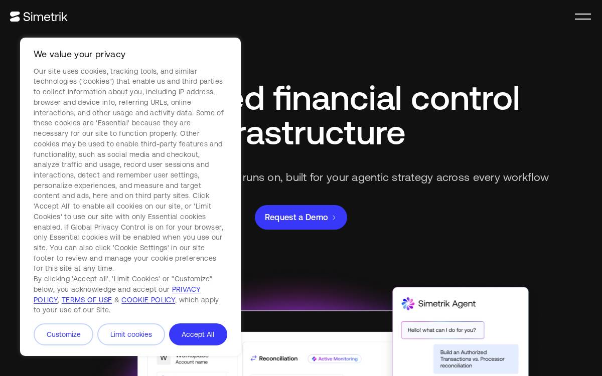 Simetrik website preview