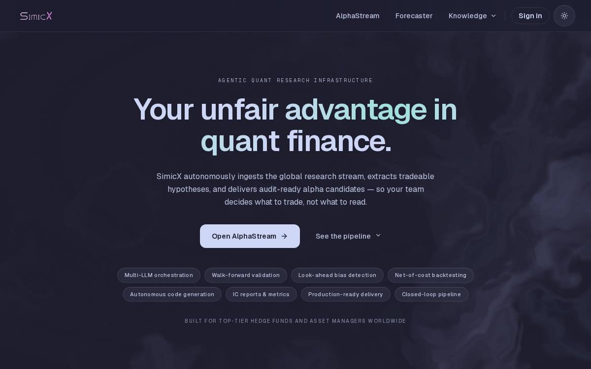 SimicX website preview