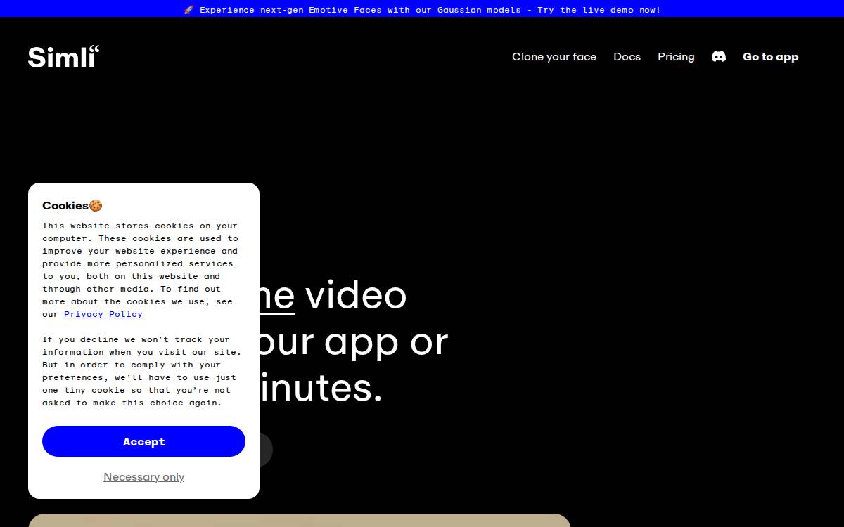 Simli website preview