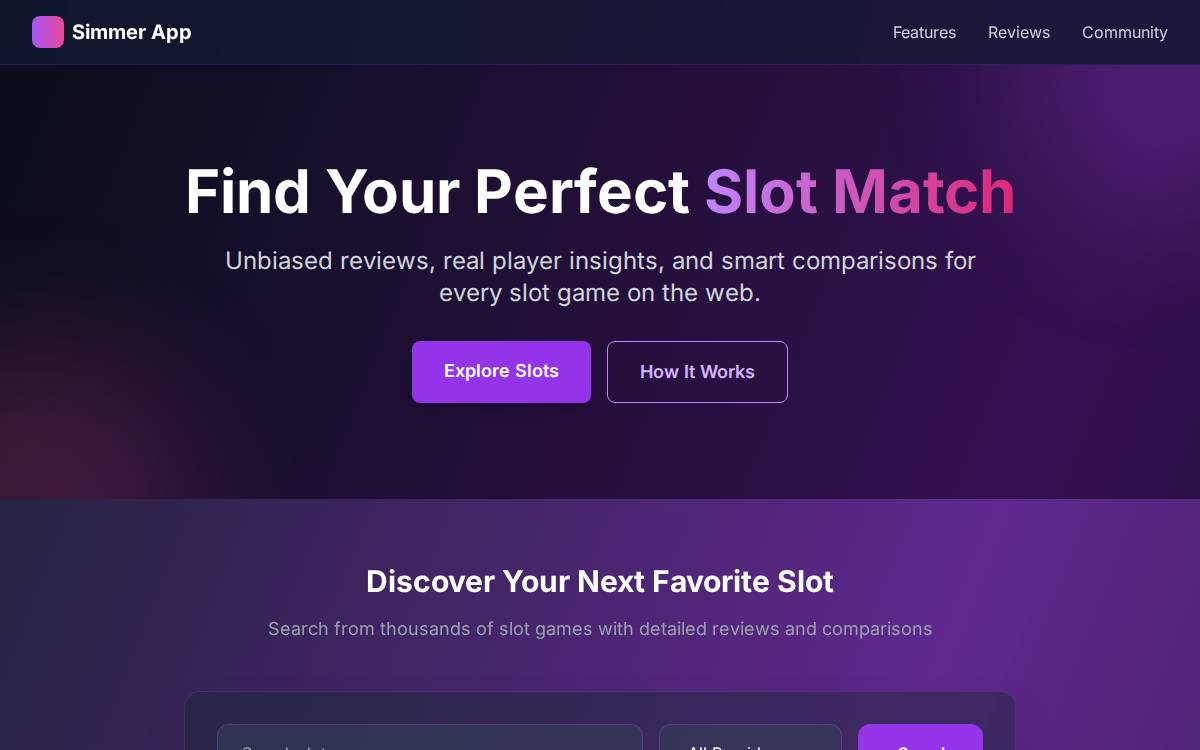 Simmer website preview