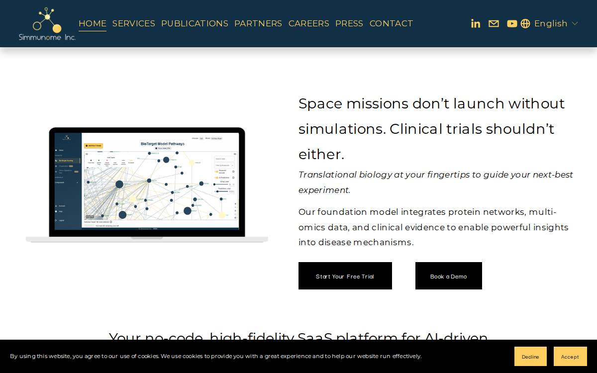 Simmunome Inc. website preview