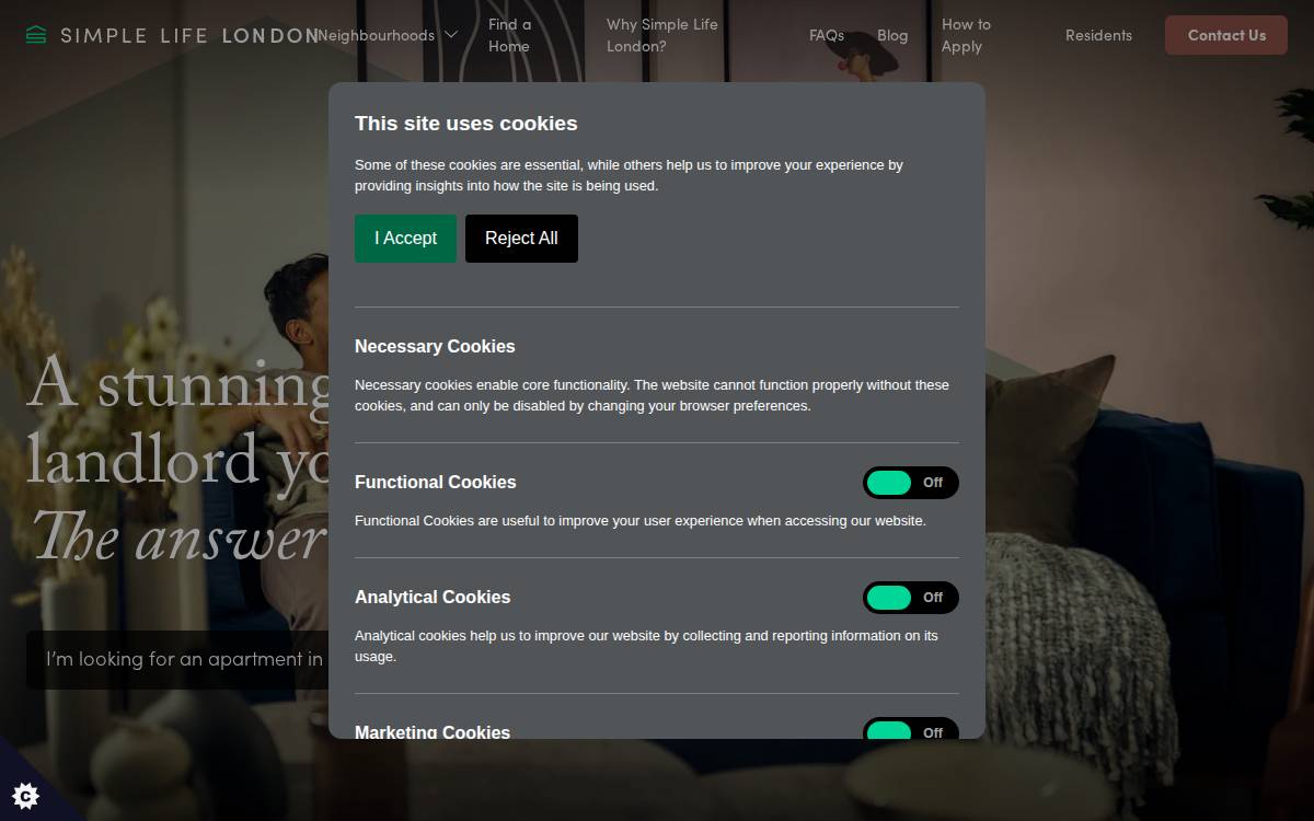 Simple Life London website preview