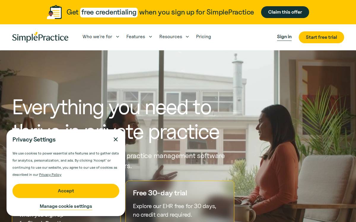 SimplePractice website preview