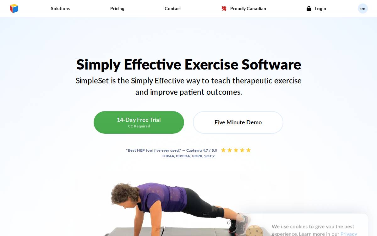 SimpleSet website preview