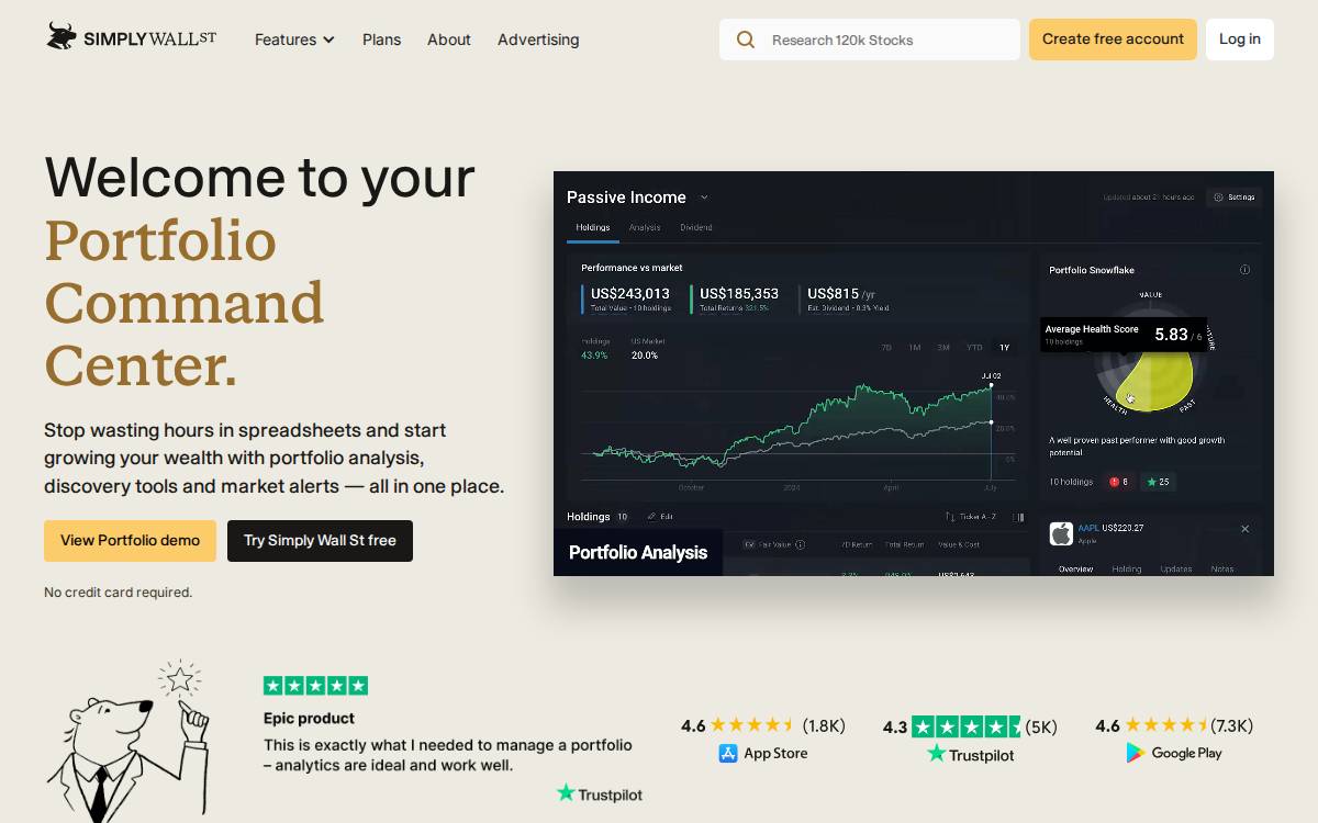 Simply Wall St website preview