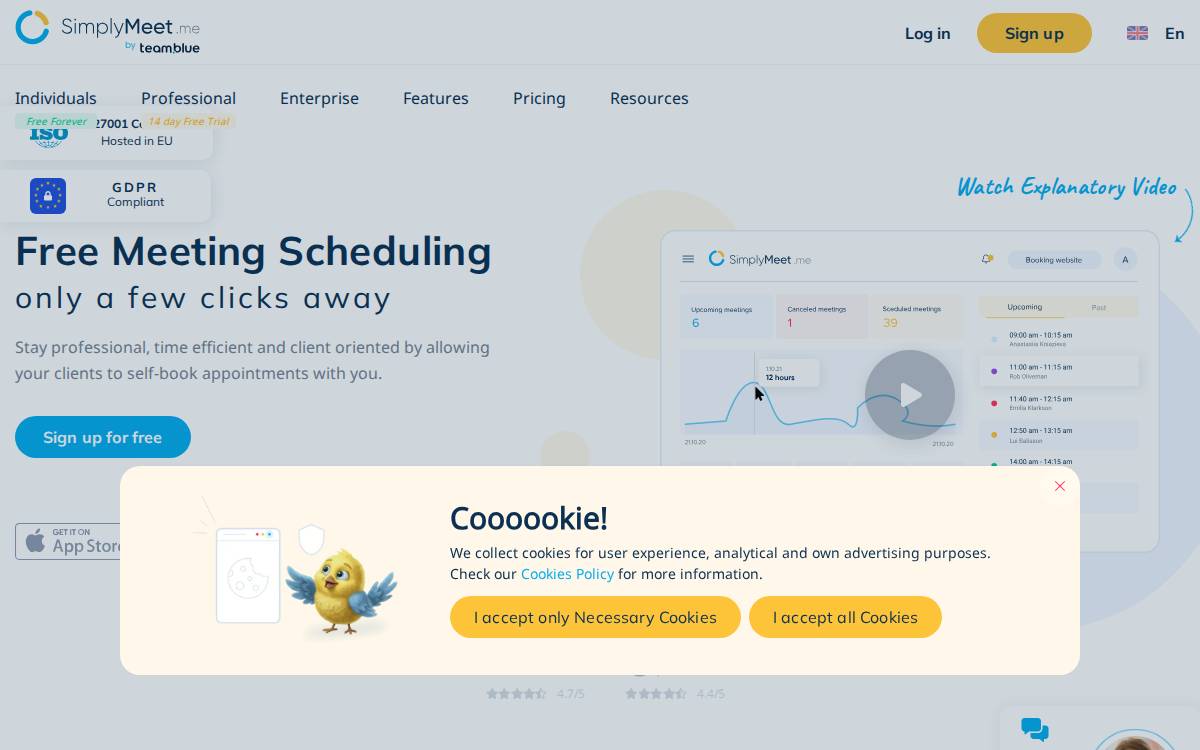 SimplyMeet website preview