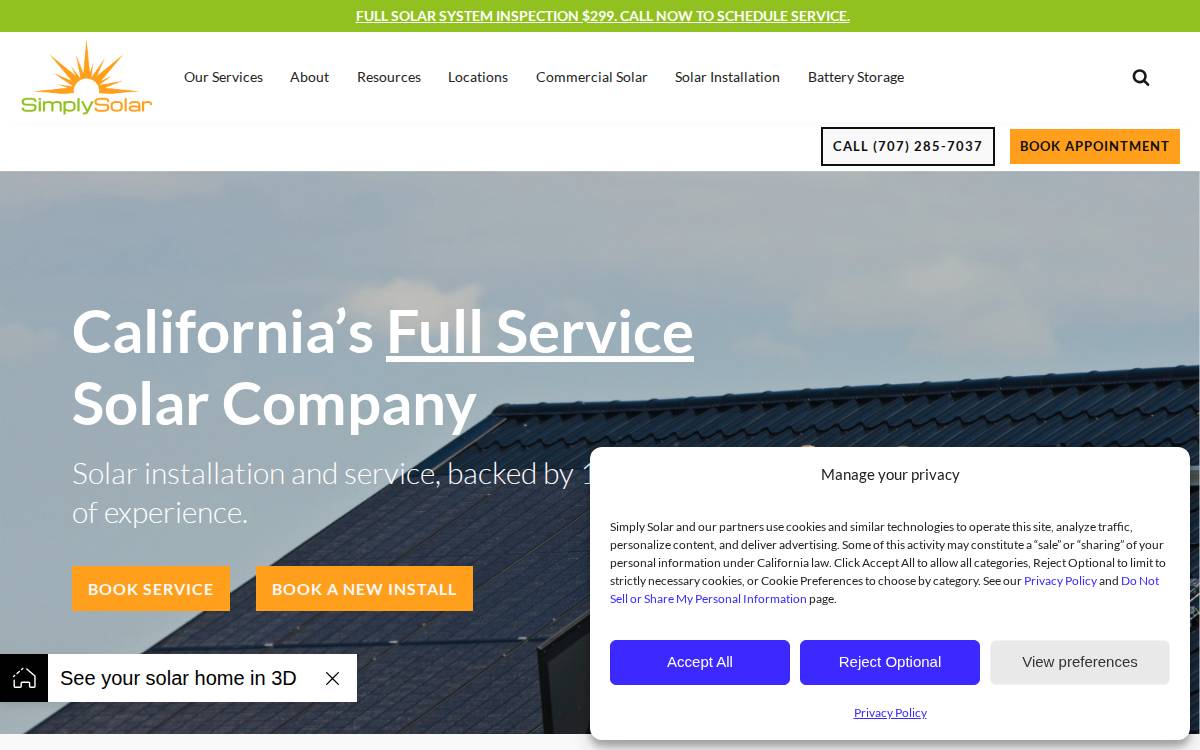 Simplysolarcalifornia website preview