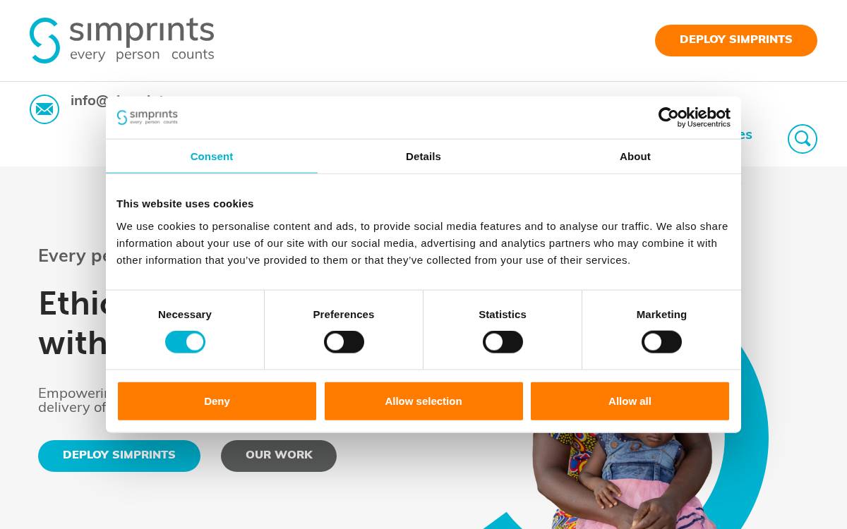Simprints website preview