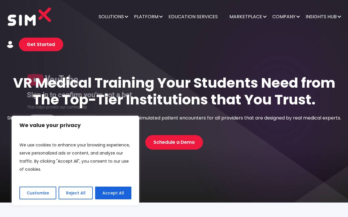 SimX website preview