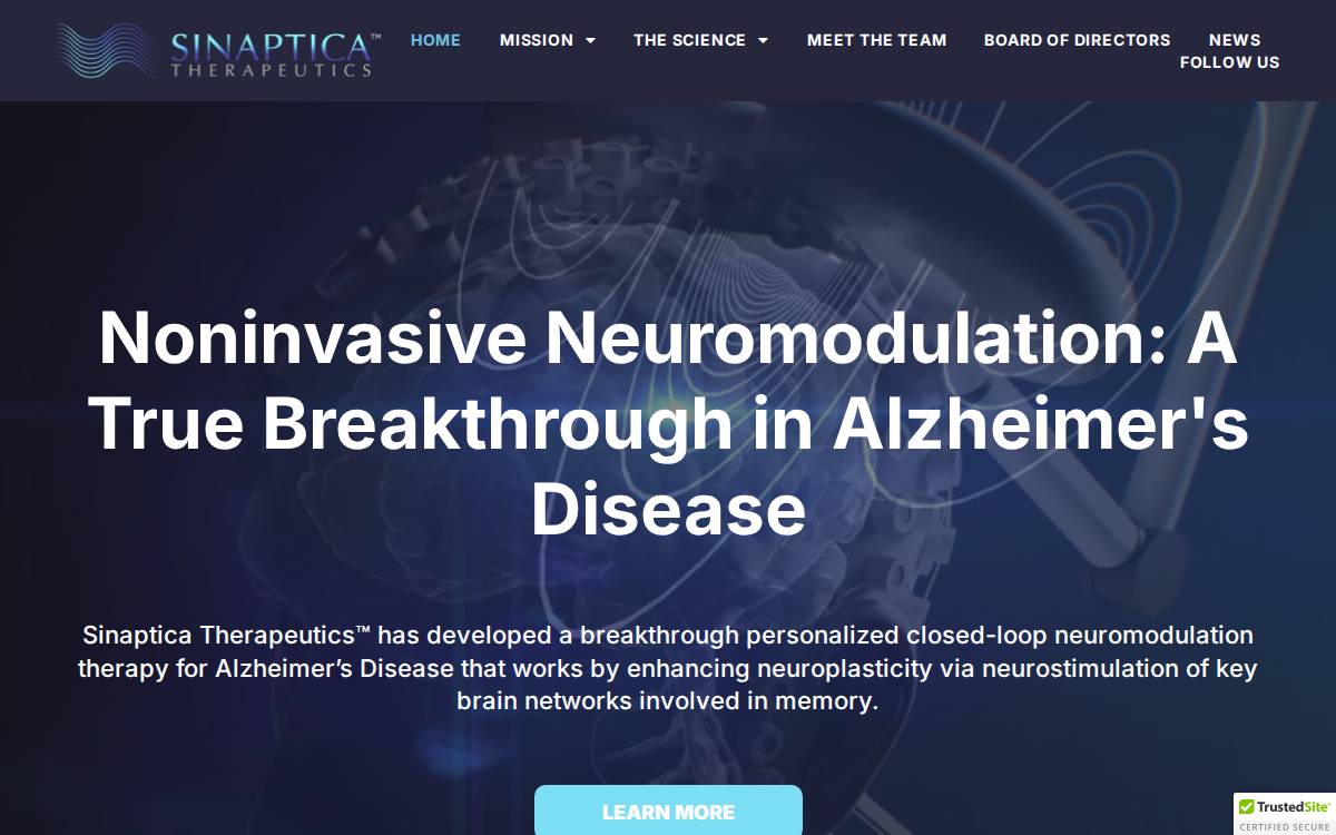Sinaptica Therapeutics website preview