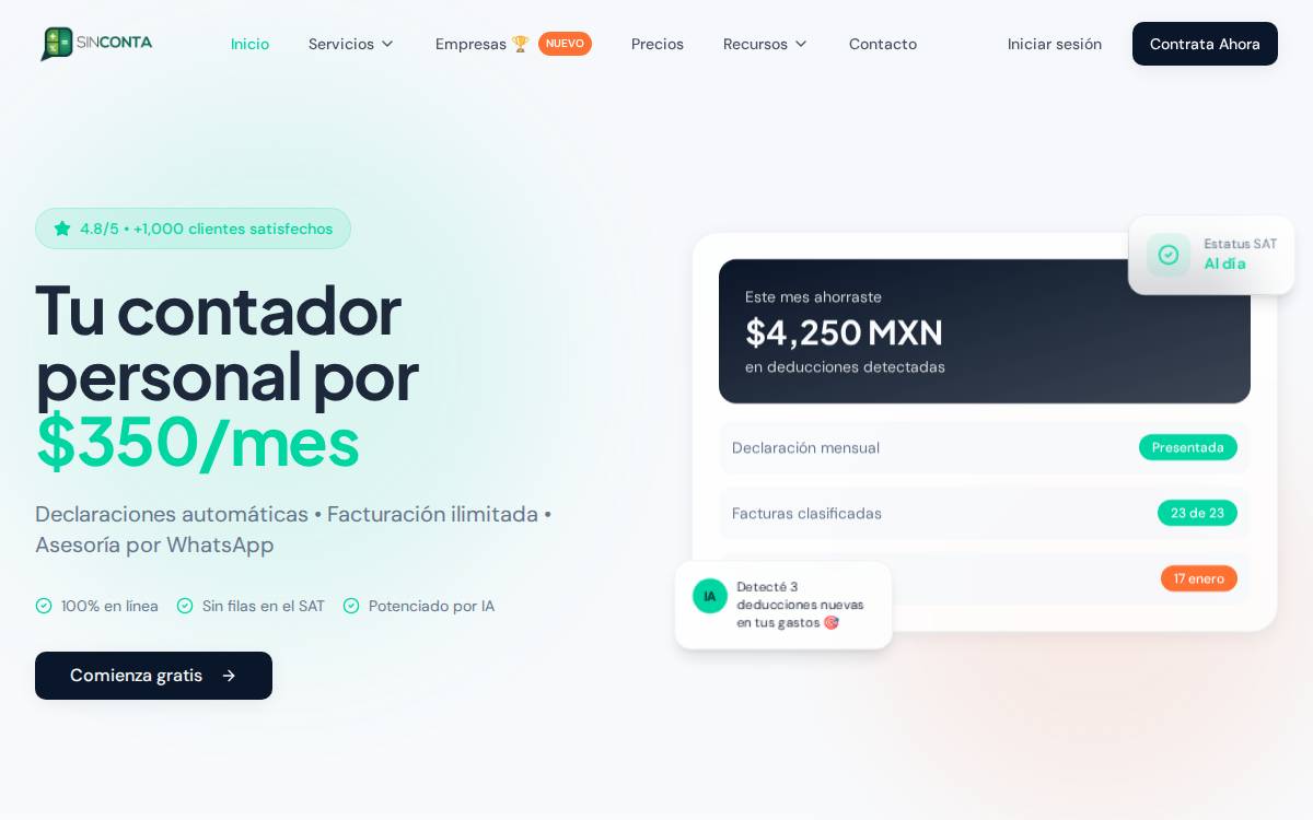 SinConta website preview