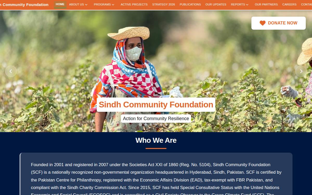 Sindh Community Foundation website preview
