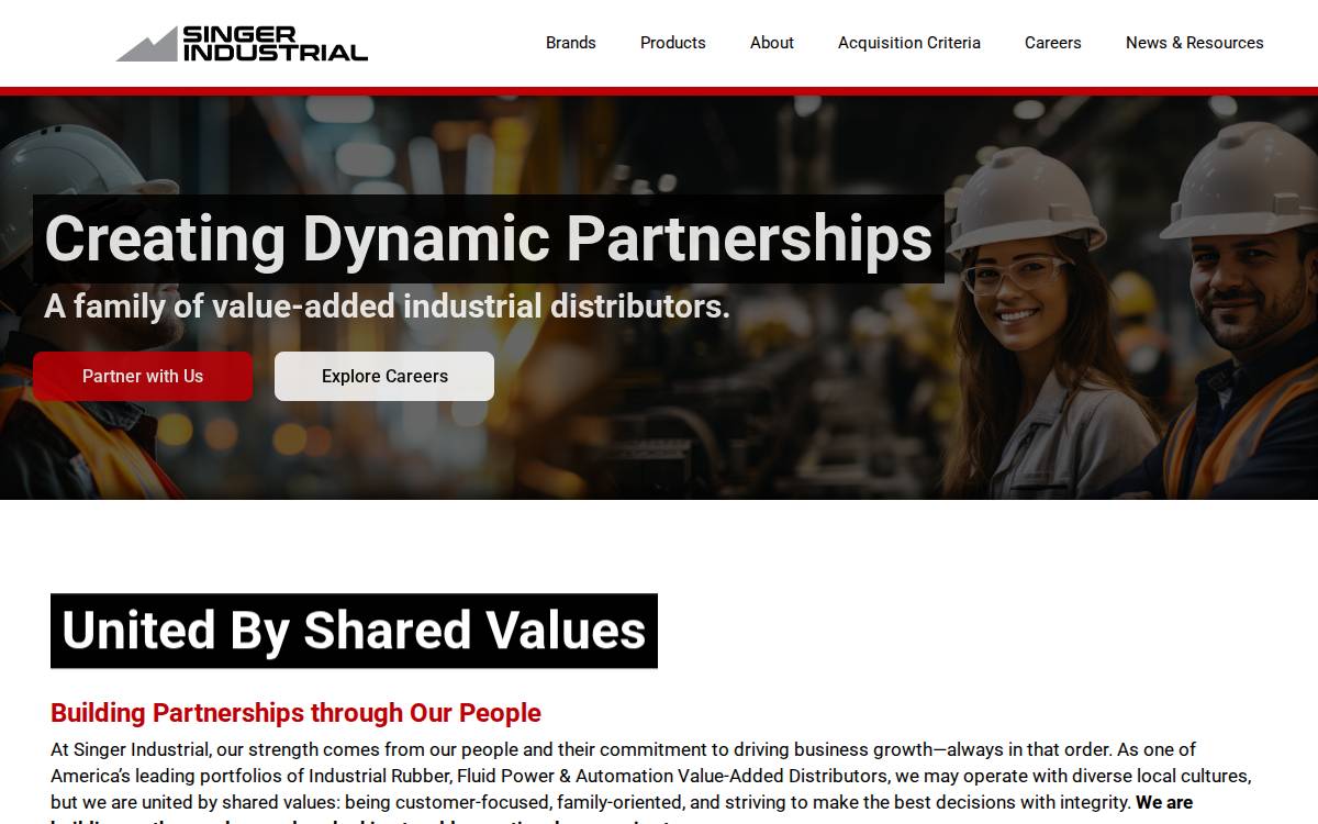 Singer Industrial website preview