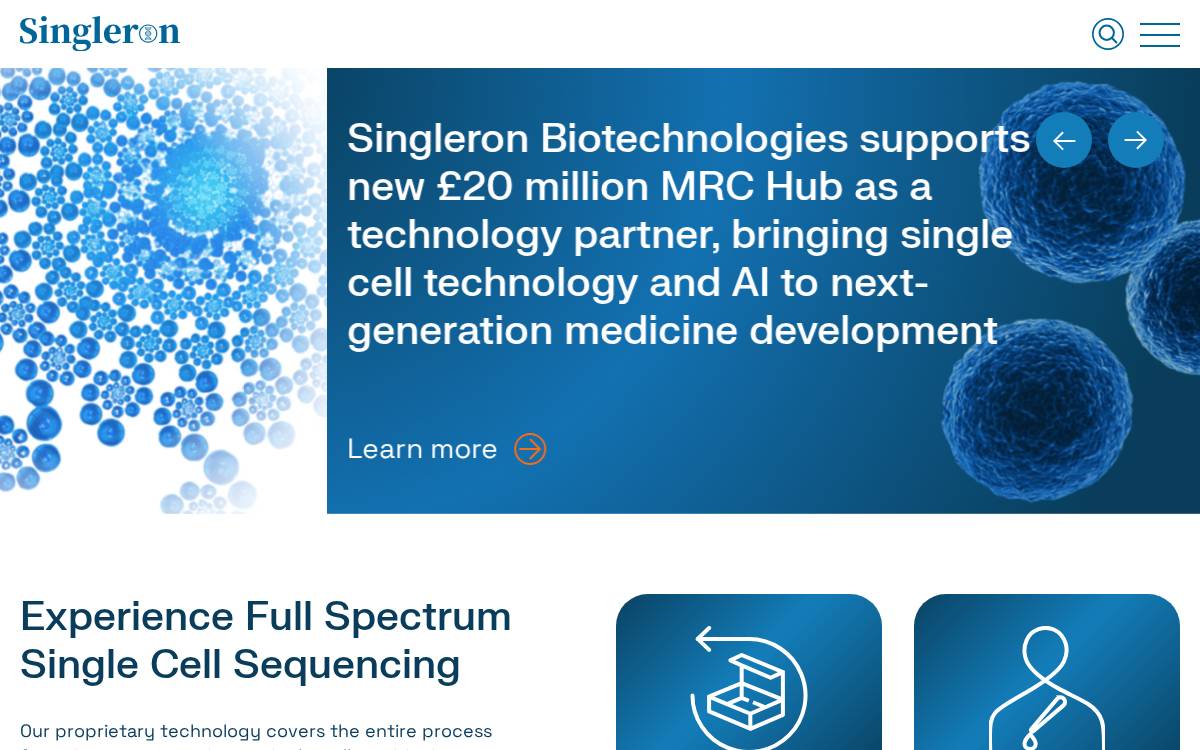 Singleron Biotechnologies website preview
