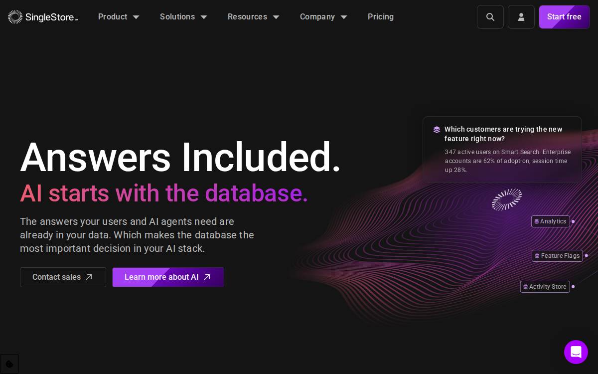 SingleStore website preview