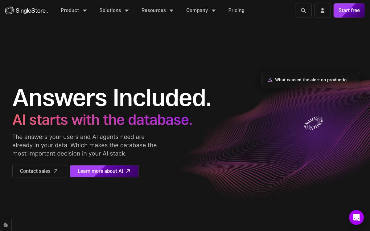 SingleStore website preview