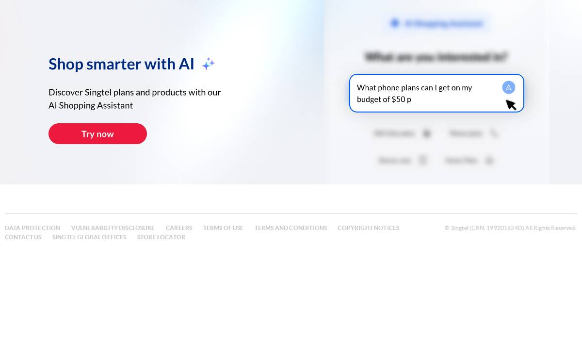 Singtel website preview