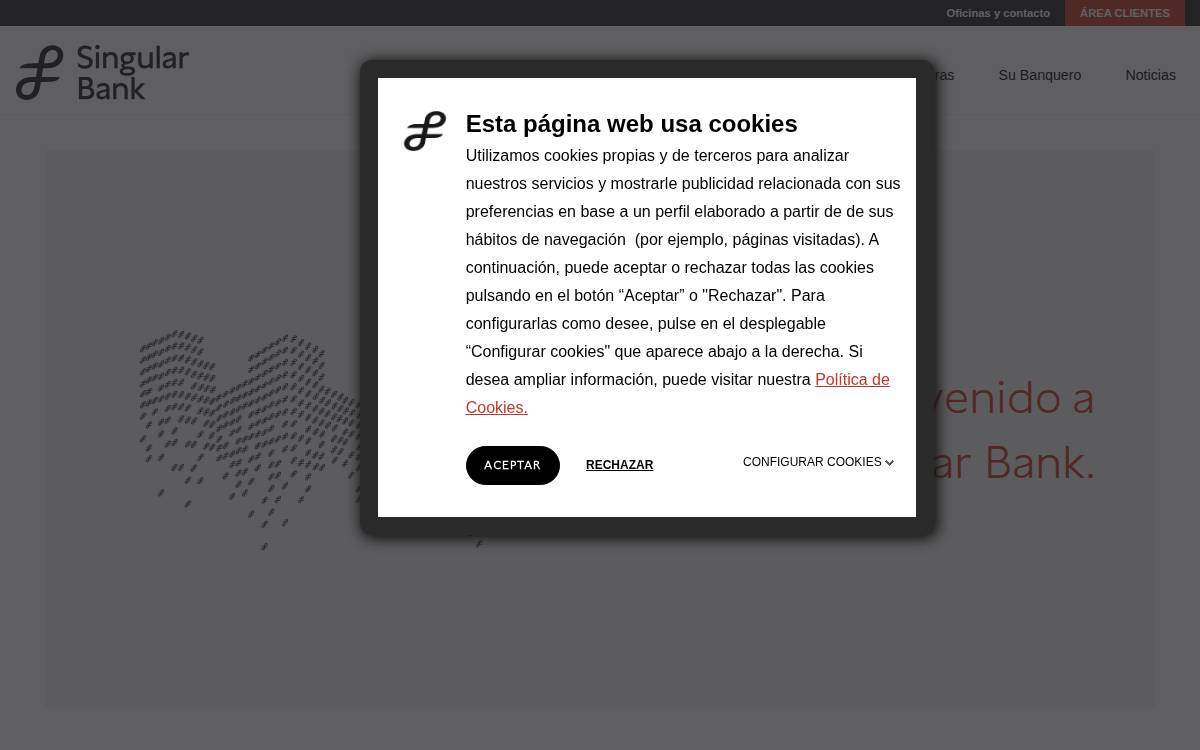 Singular Bank website preview