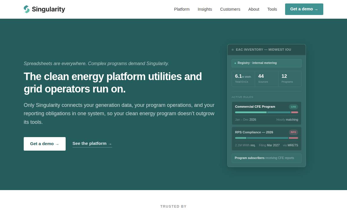 Singularity Energy website preview
