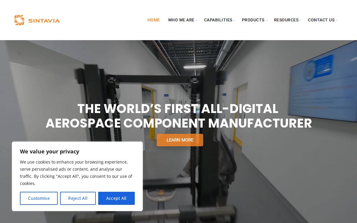 Sintavia website preview
