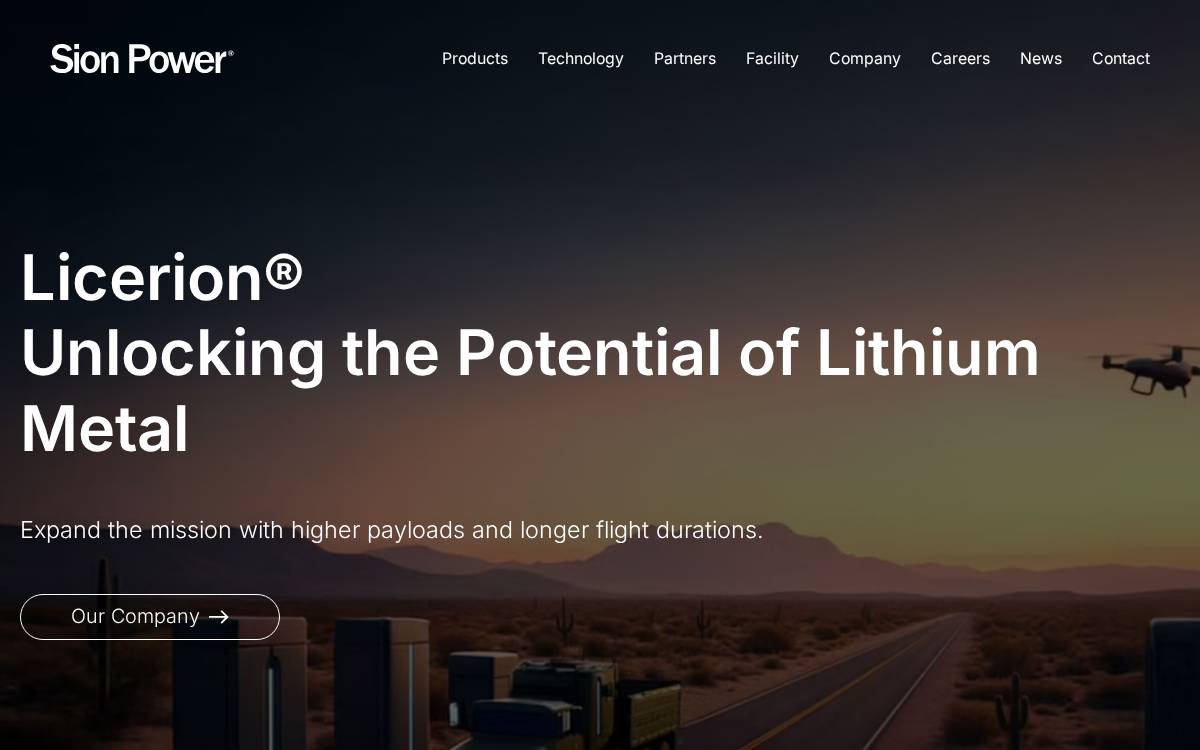 Sion Power website preview
