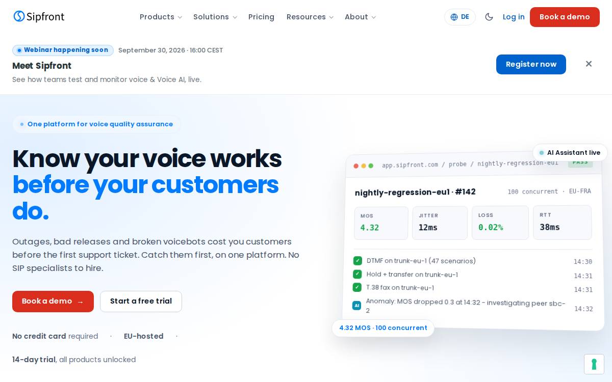 Sipfront website preview