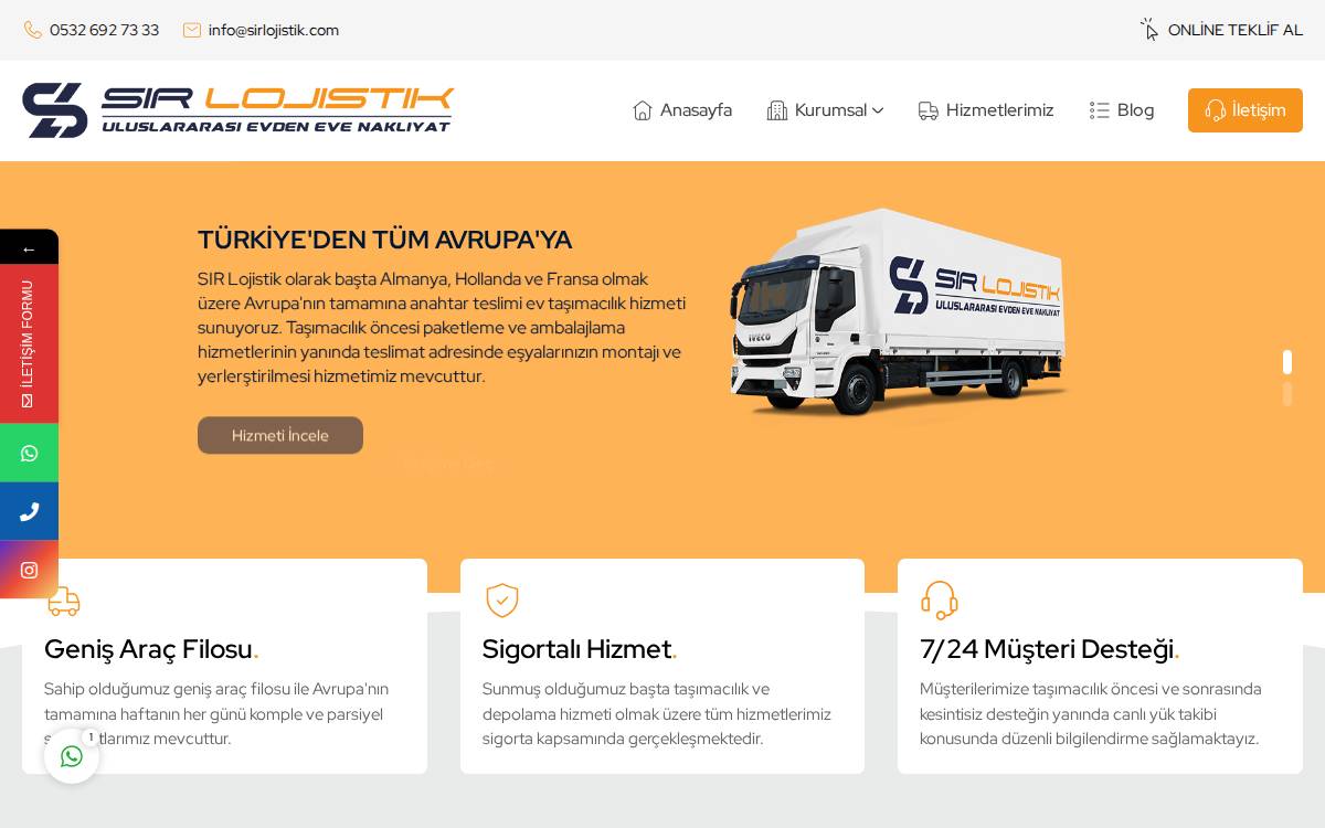 SIR Lojistik website preview