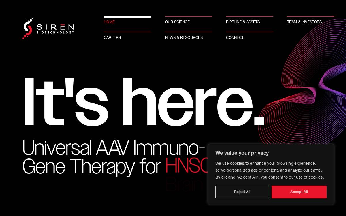 Siren Biotechnology website preview