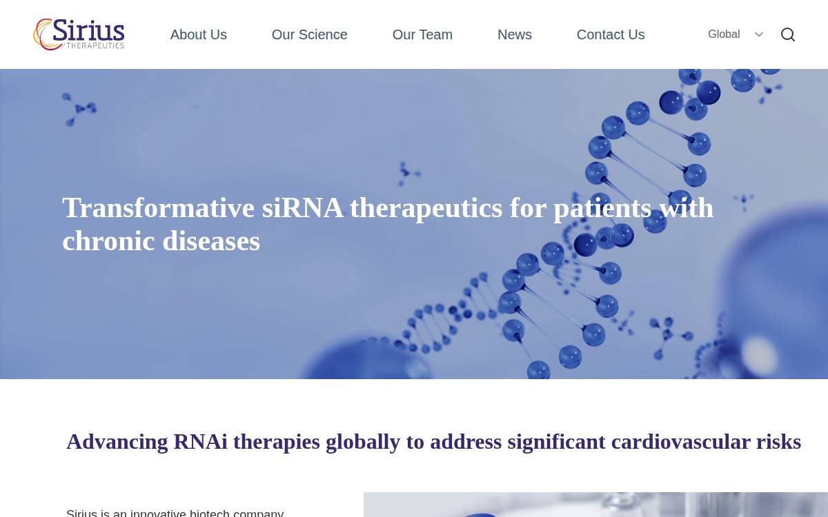 Sirius Therapeutics website preview