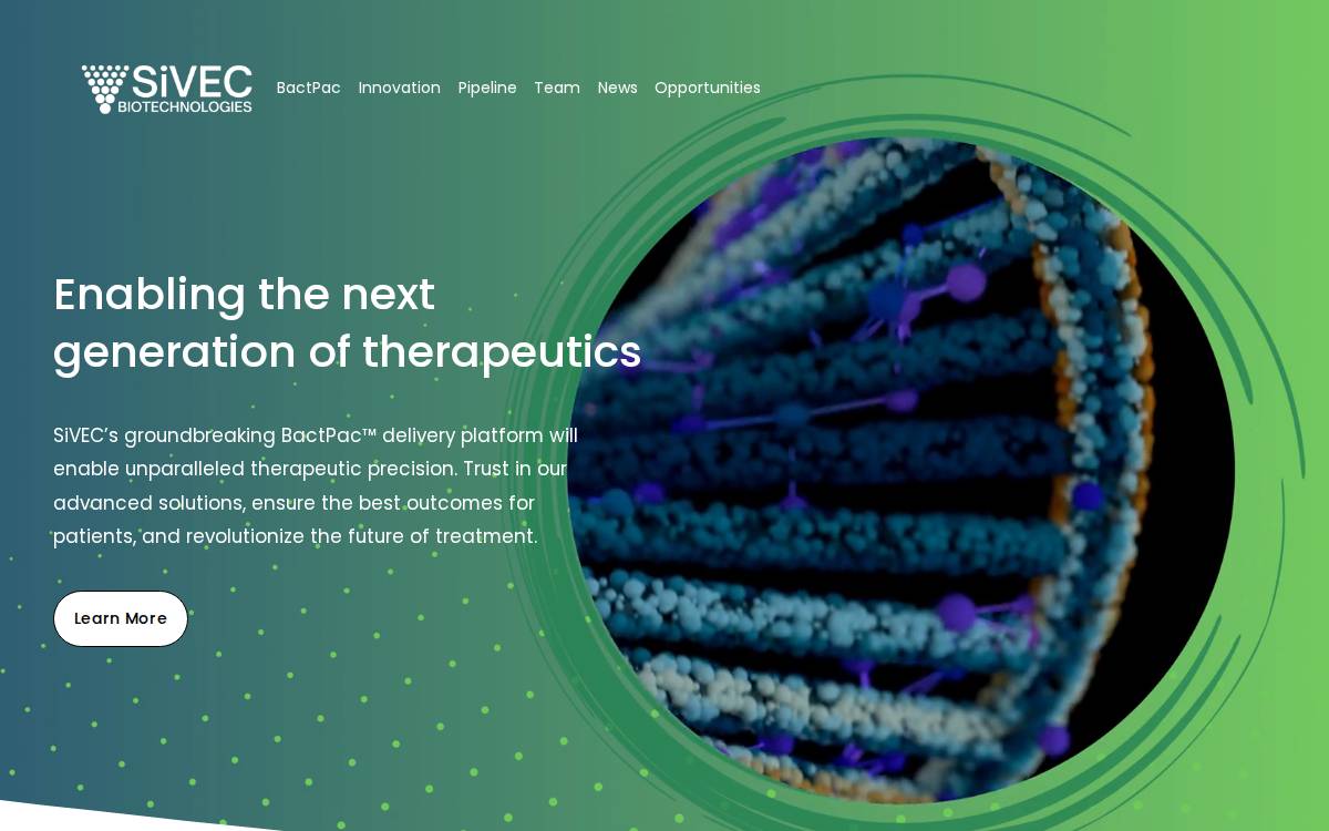 SiVEC Biotechnologies website preview