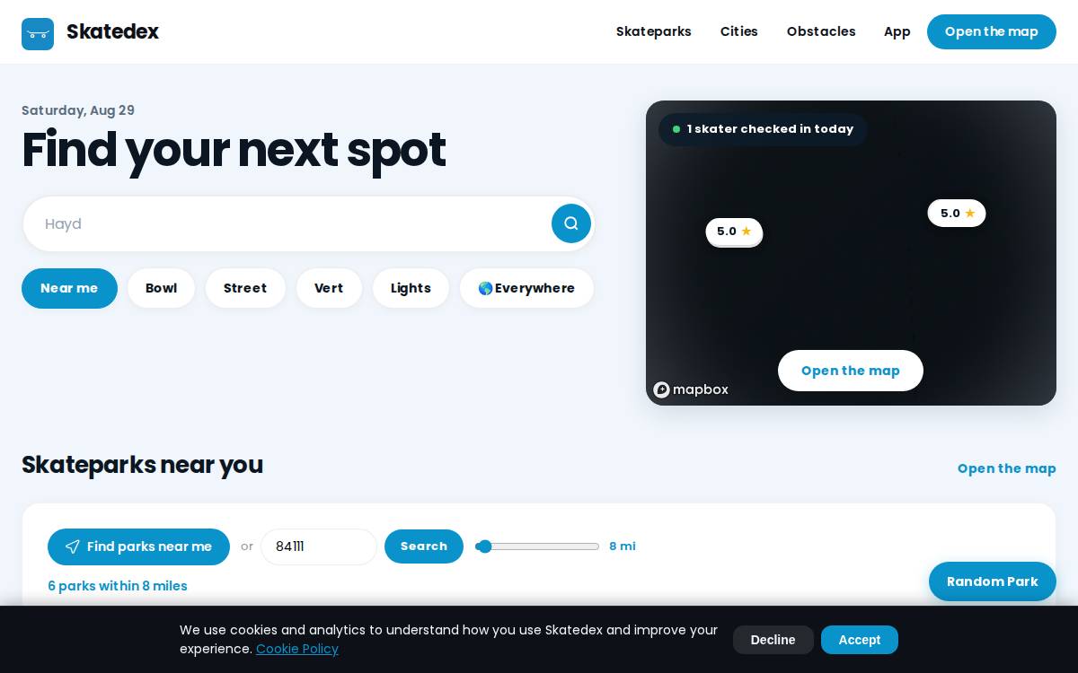 Skatedex website preview