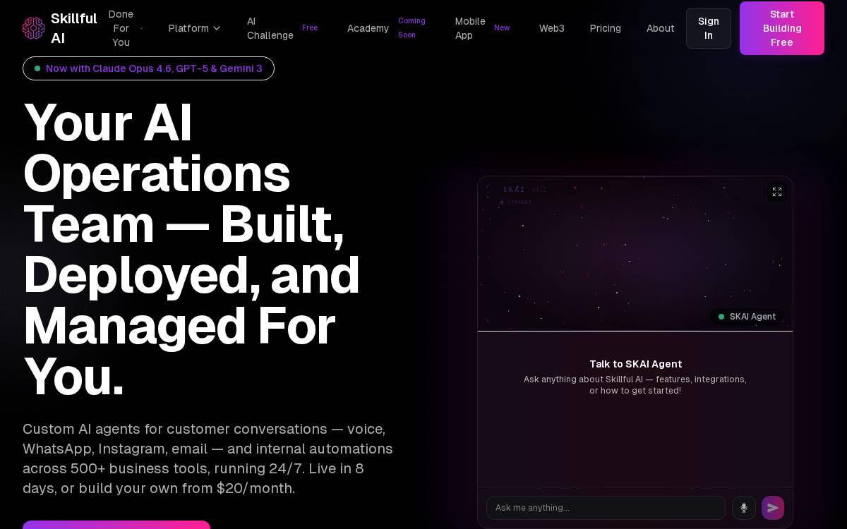 Skillfulai website preview