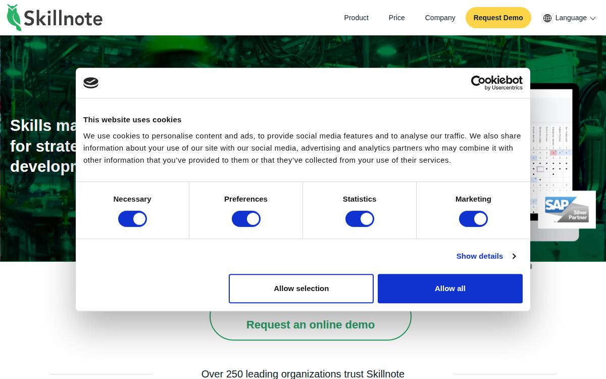 Skillnote Global website preview
