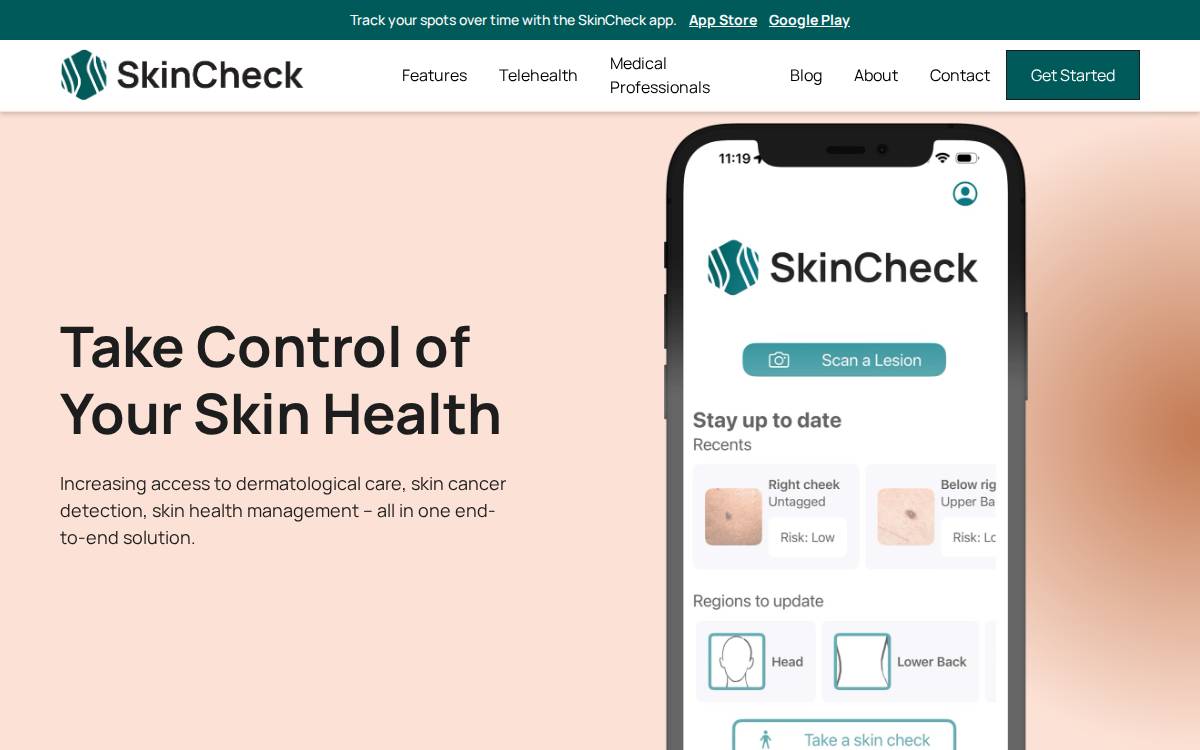 Skin Check Logomark website preview