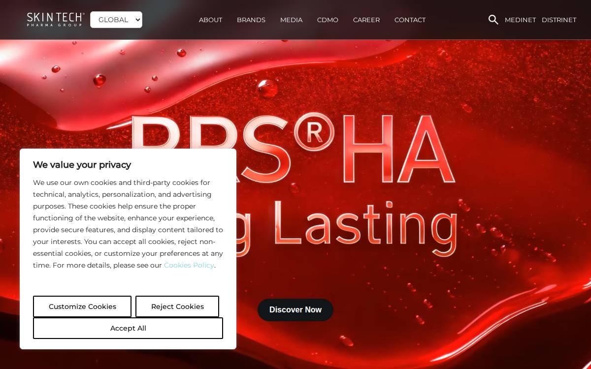 Skin Tech Pharma Group website preview