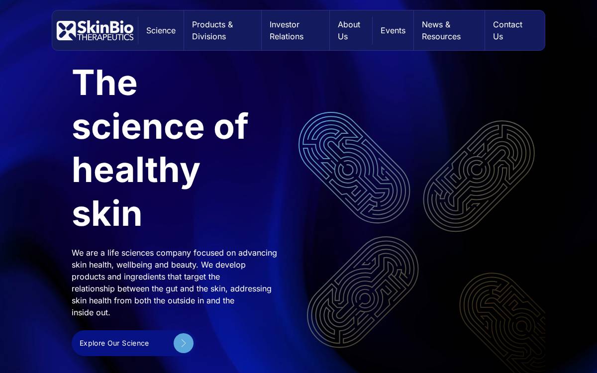 SkinBioTherapeutics website preview