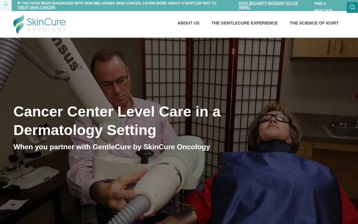 Skincure Oncology website preview