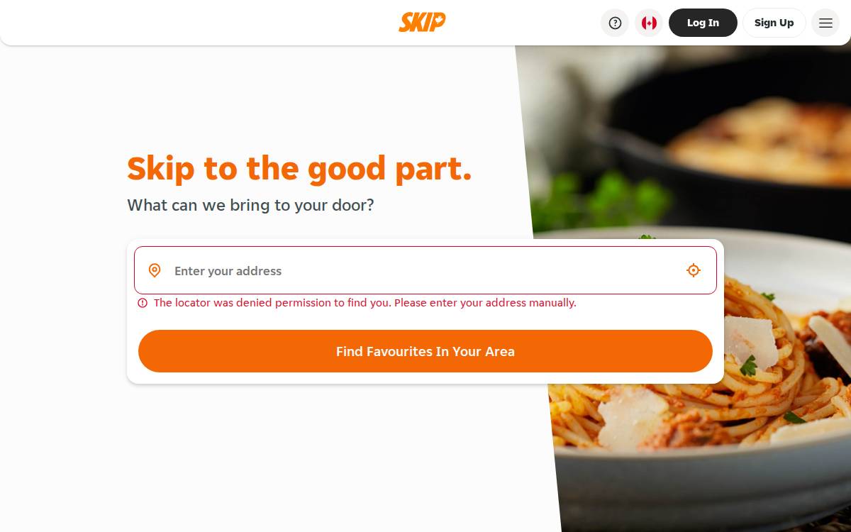 Skip the Dishes website preview