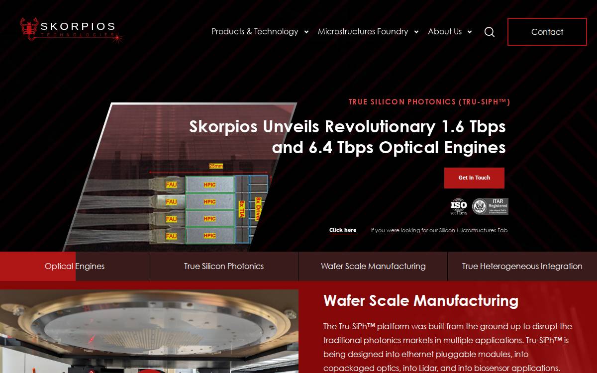 Skorpios Technologies website preview