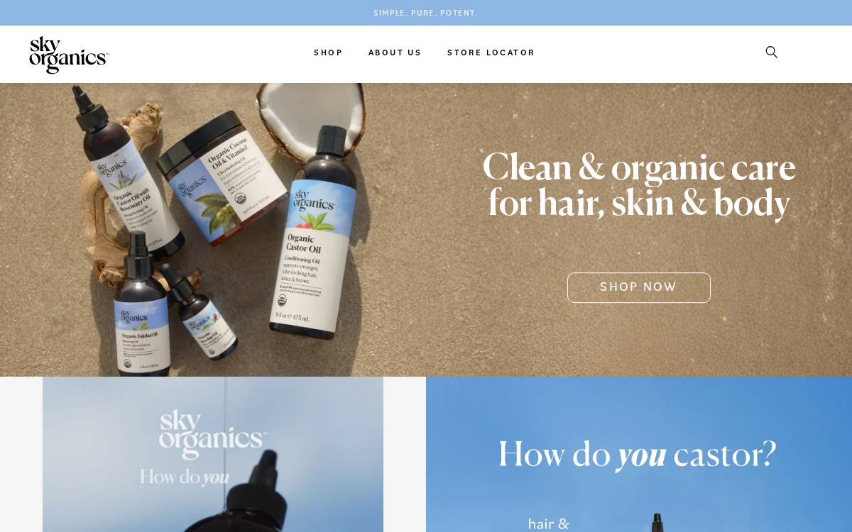 Sky Organics website preview