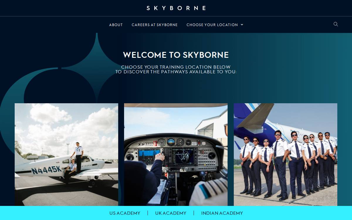 Skyborne Airline Academy website preview