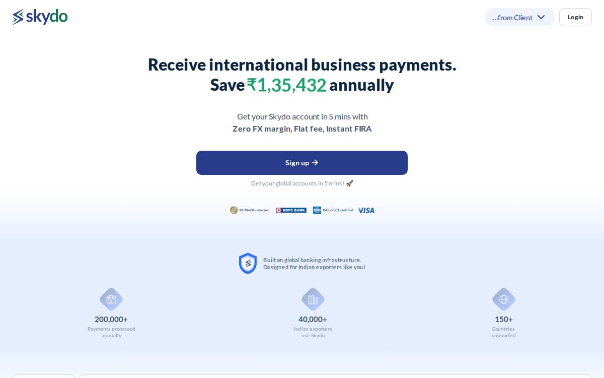 Skydo website preview